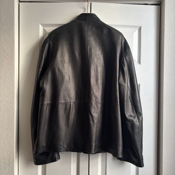 DKNY Leather Black Jacket Modern Genuine Leather Men's M (Woman’s L) Soft Lining - Picture 9 of 10